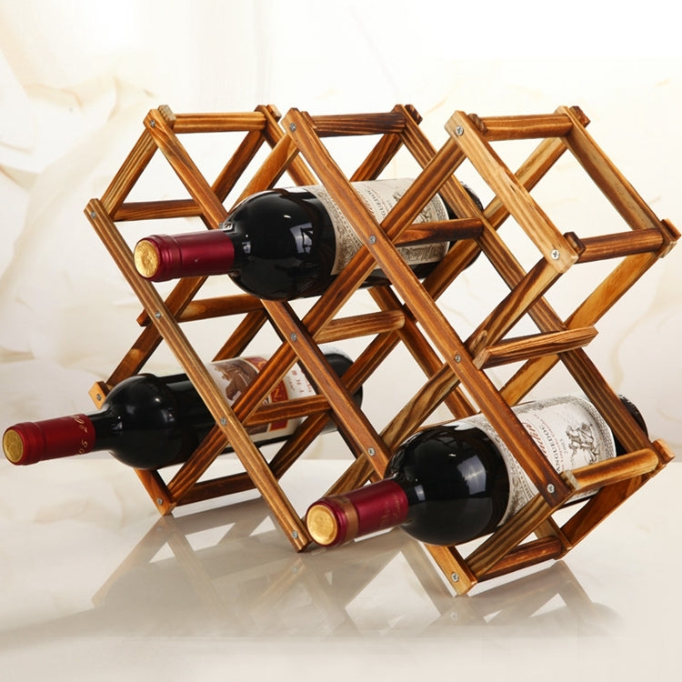 10 Bottle Wooden Wine Rack Folding Holder Bar Display Shelf Organizer