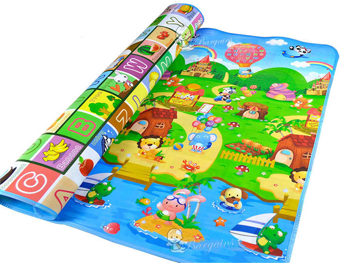 1.8m x 1.2m Double Sided Alphabet Animal Baby Mat Activity Rug Playroom Decor