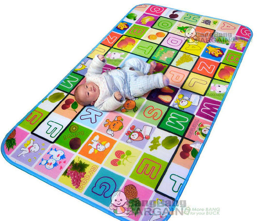 1.8m x 1.2m Double Sided Alphabet Animal Baby Mat Activity Rug Playroom Decor