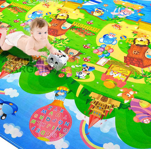 1.8m x 1.2m Double Sided Alphabet Animal Baby Mat Activity Rug Playroom Decor