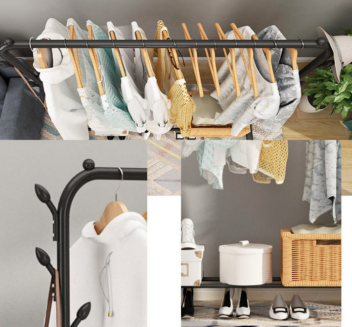 1.5m Wide Coat Hanging Stand Wardrobe Clothes Hanger Rack White