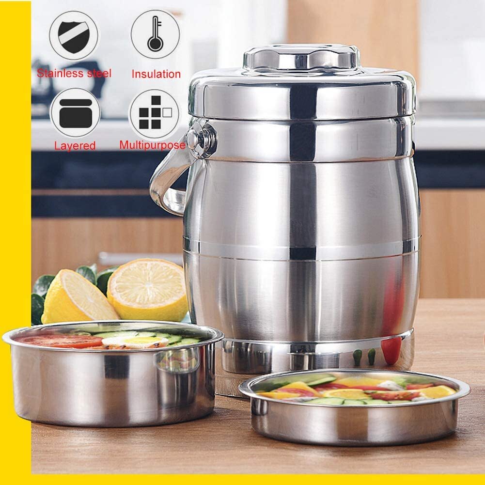 1.6L Vacuum Insulated Stainless Steel Food Jar Lunchbox Container Portable