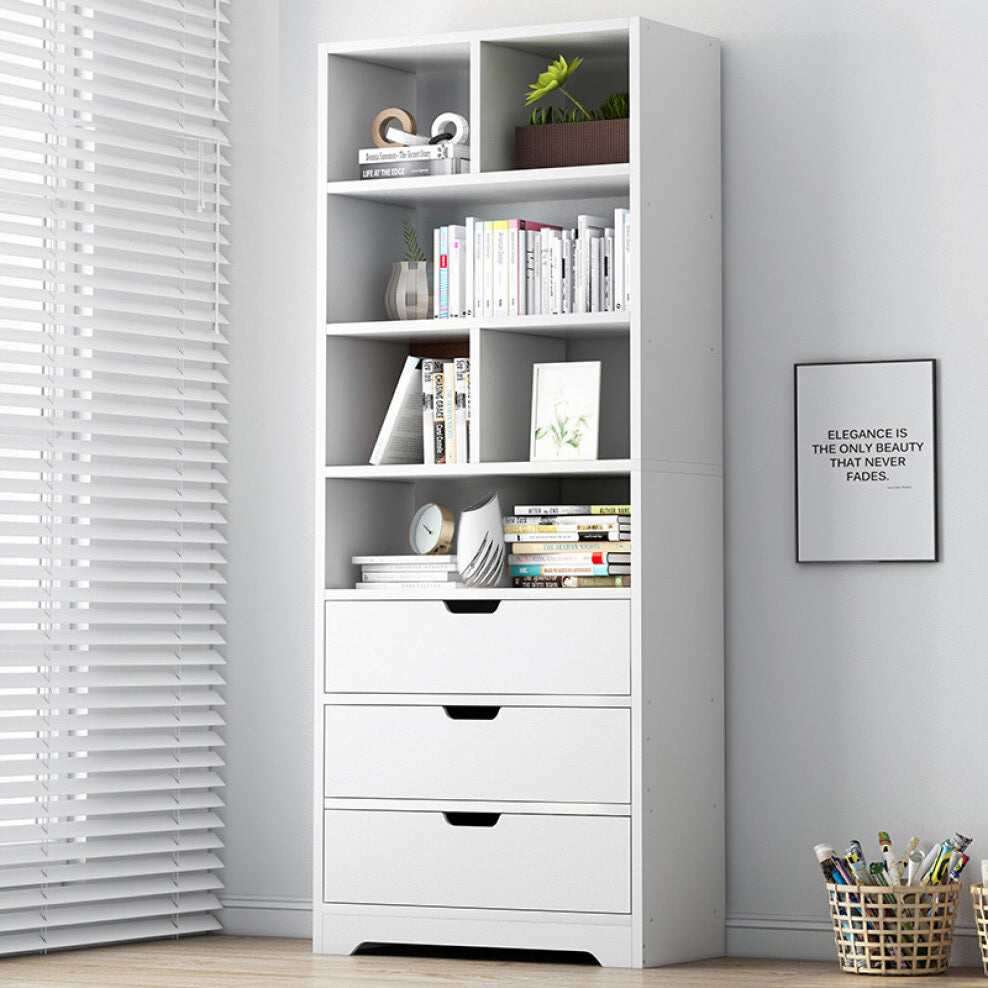 1.8m Tall Shelf Cupboard Bookshelf Wardrobe with Drawers White