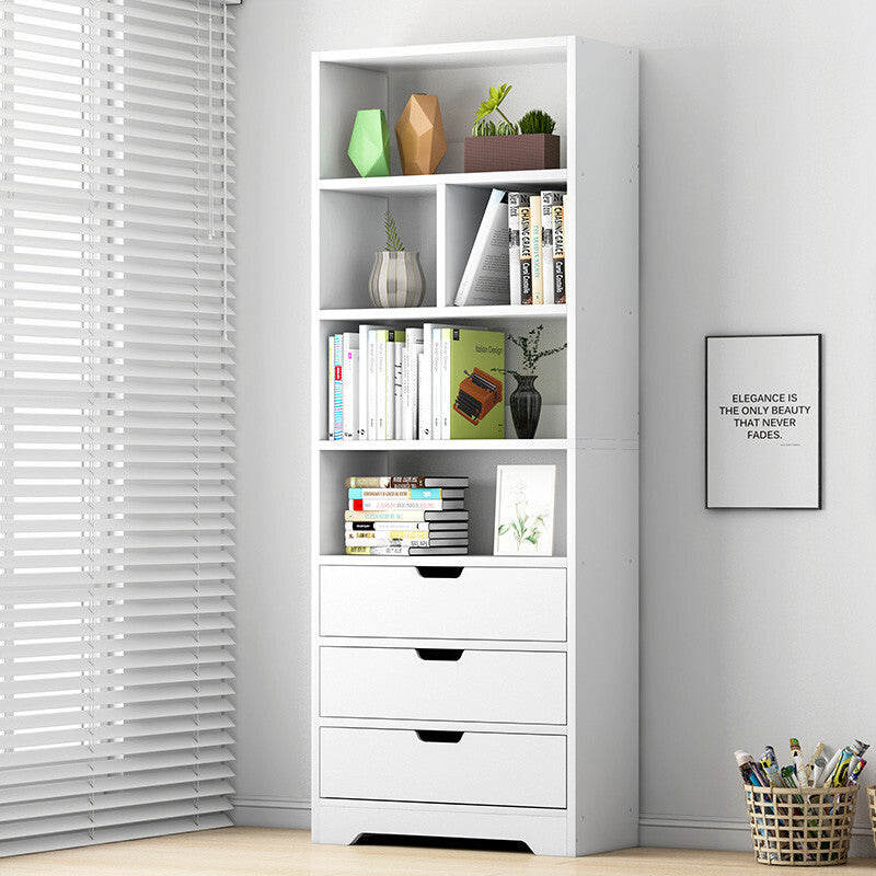 1.8m Tall Shelf Cupboard Bookshelf Wardrobe with Drawers White
