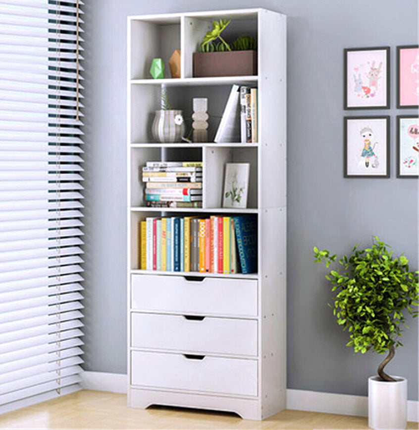 1.8m Tall Shelf Cupboard Bookshelf Wardrobe with Drawers White