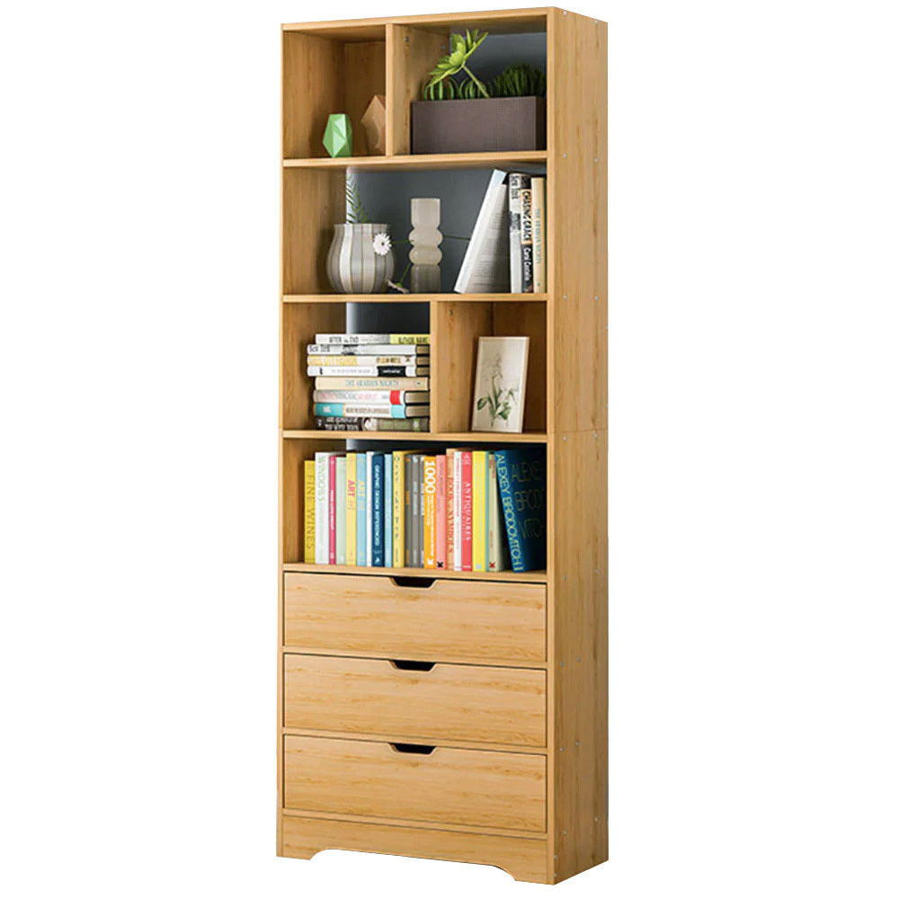 1.8m Tall Shelf Cupboard Bookshelf Wardrobe with Drawers Oak